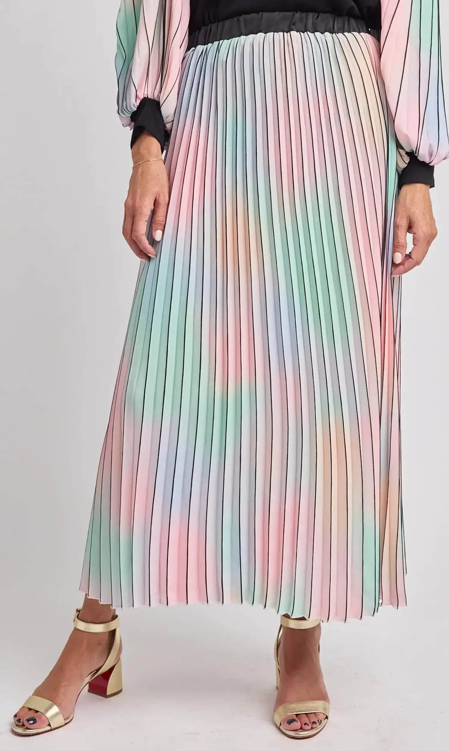 Lora Pleated Maxi Skirt - Tulips in Little Rock