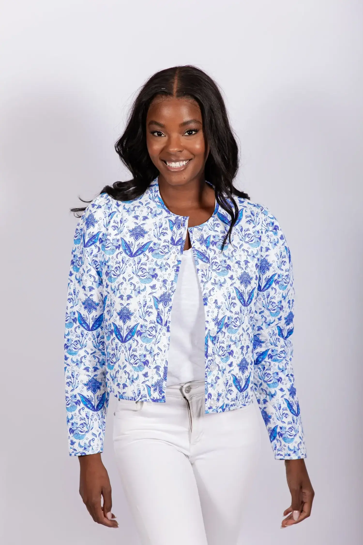 Reversible Button Front Jacket - Tulips in Little Rock