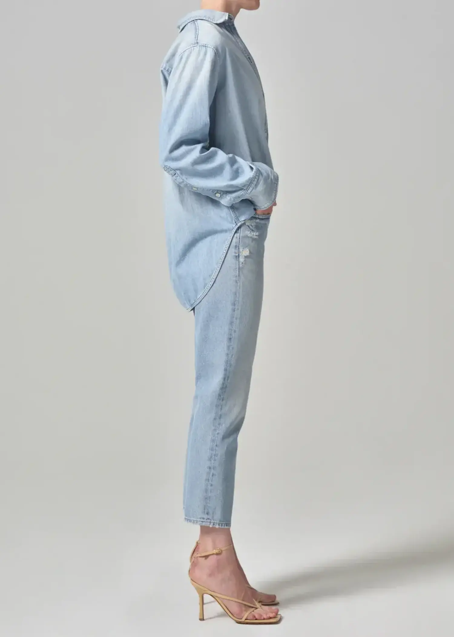 High Rise Straight Leg Jeans in Light Blue