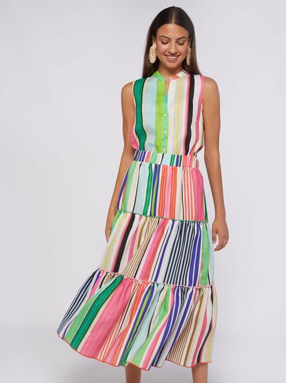 Vilagallo FABIOLA STRIPE Multicolour Striped Round Neck Jumper 31522 main image 1
