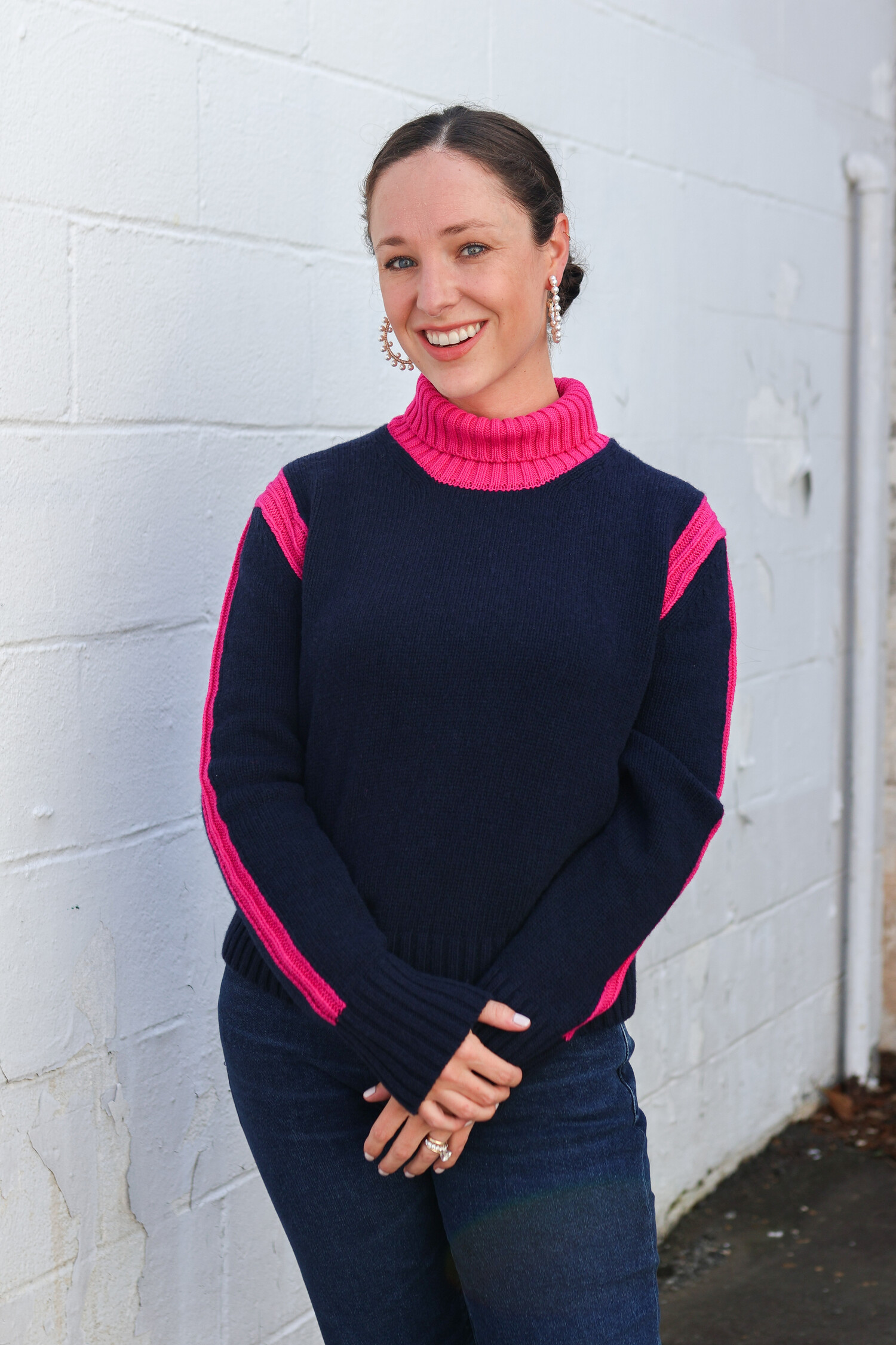 Colorblock Turtleneck Sweater Tulips in Little Rock