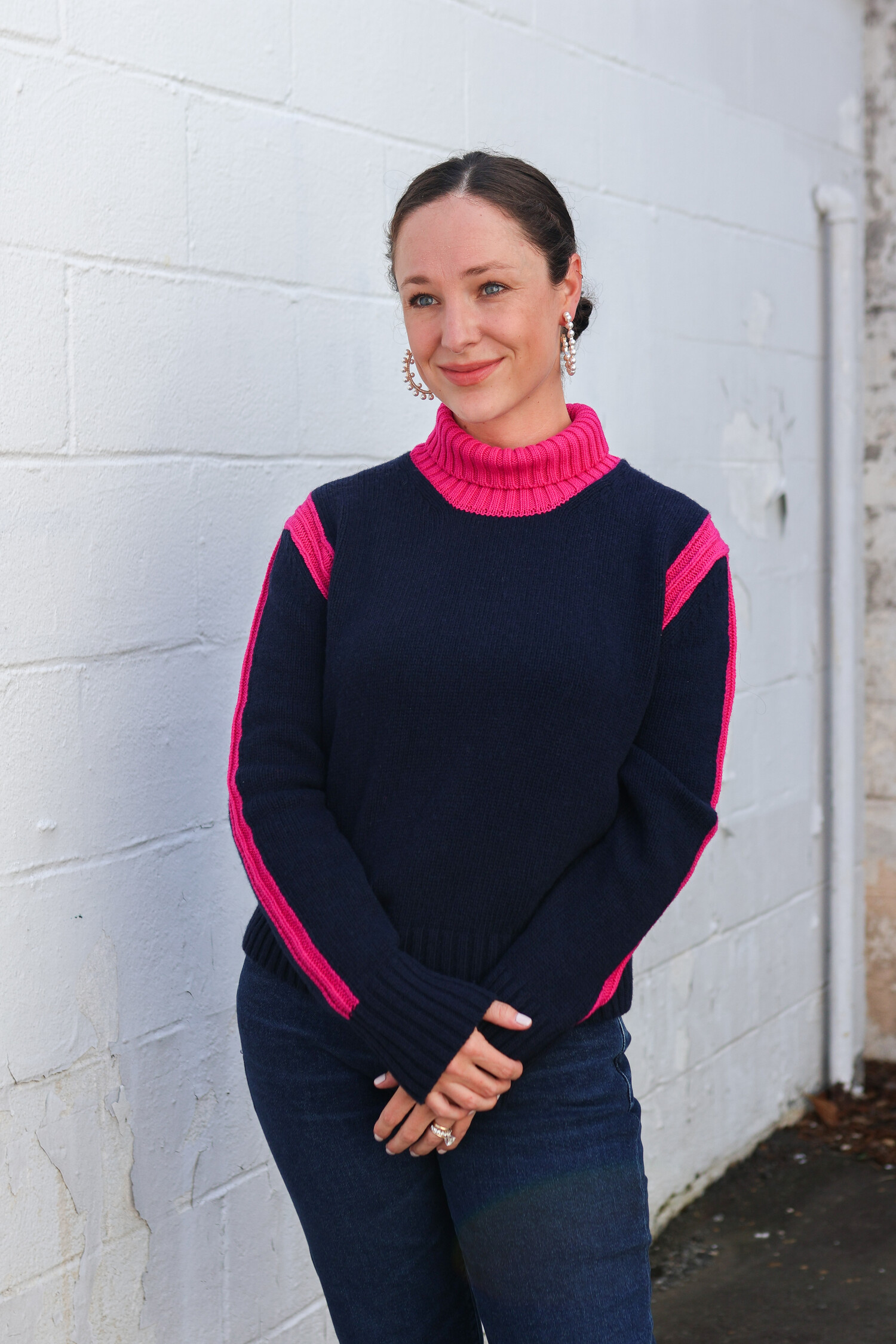 Colorblock Turtleneck Sweater - Tulips in Little Rock