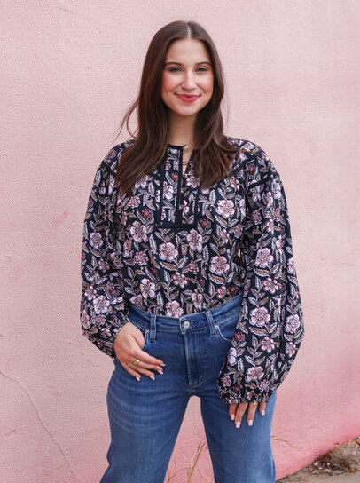 Brown & Cream Sheer Floral Button Up Hi-Low Blouse – Loco Lindo
