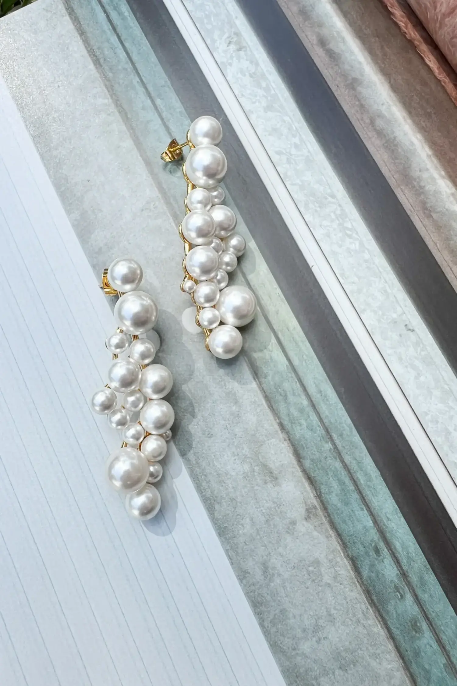 Champagne Pearl Drop Earrings Tulips in Little Rock