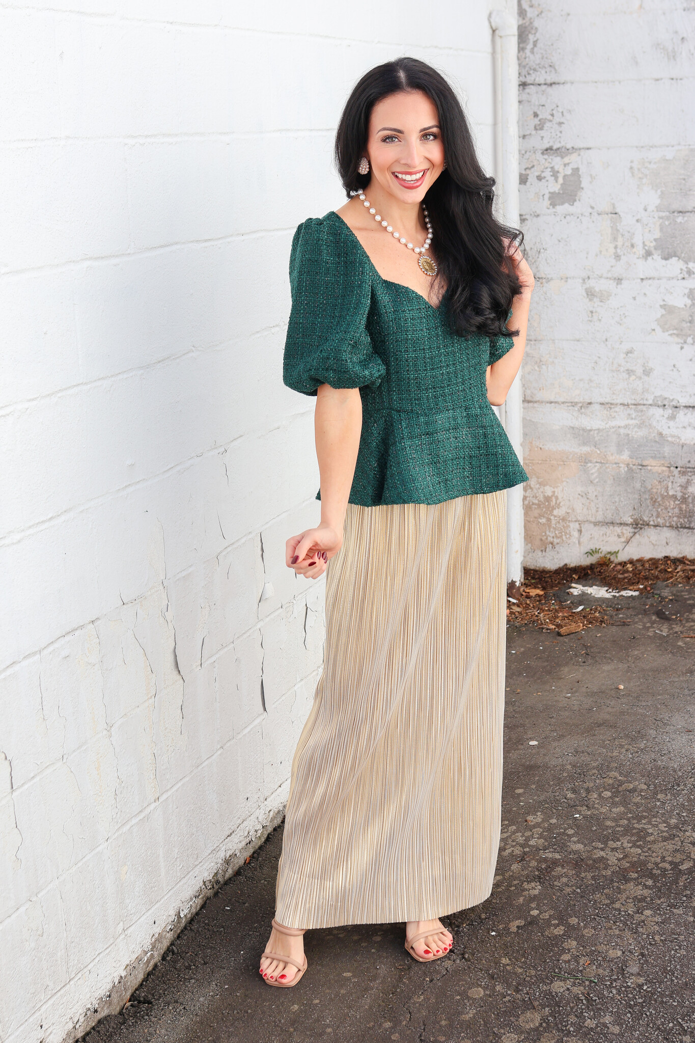 TWEED TUCK PEPLUM TOPS Sサイズ　(クリーニング済み) TWEED TUCK PEPLUM TOPS