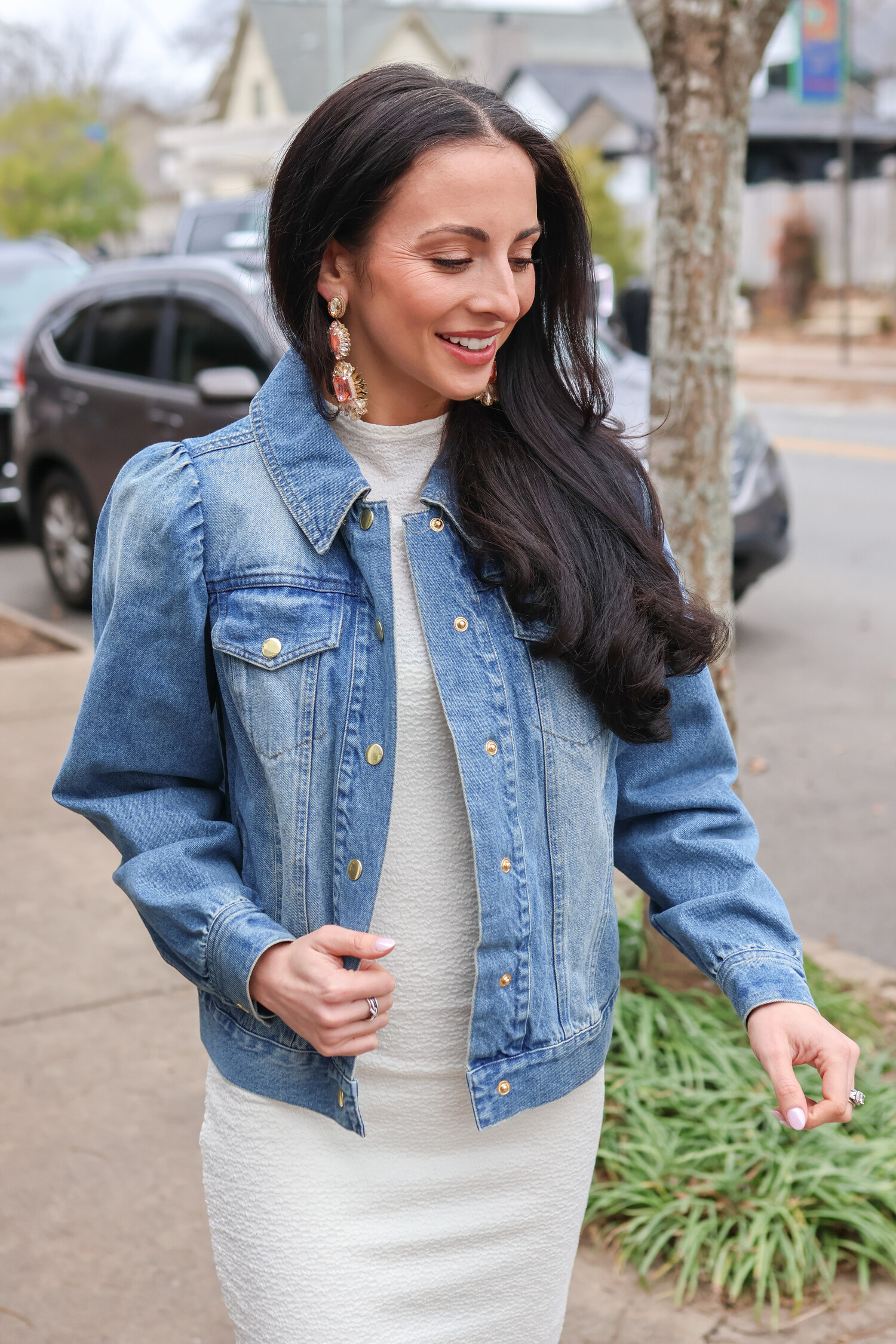 Puff Sleeve Denim Jacket Tulips in Little Rock