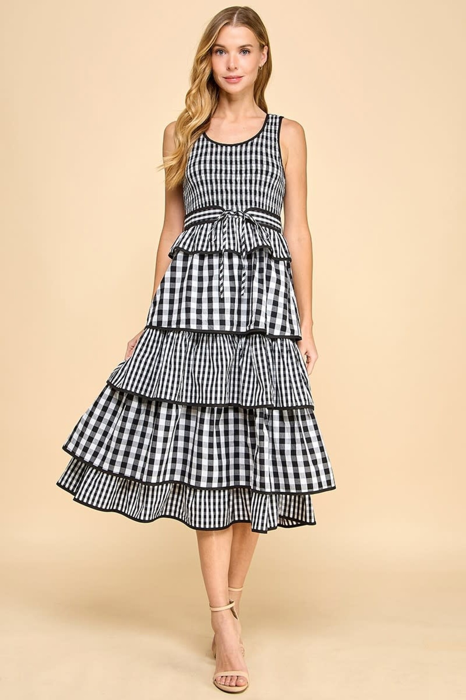 ワンピース AND MARY Grenda ribbon long dress check アンドマリー ANDMARY Grenda ribbon long dress タグ付き