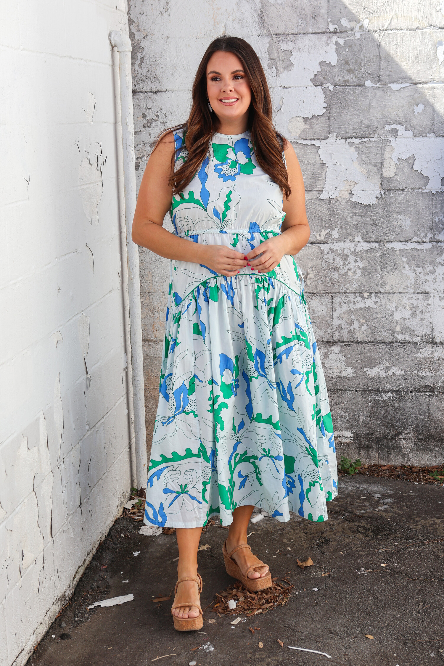 MEDI INDIAN POOL MARBLE DRESS ターコイズ　Tall oliphant-final-sale-orchid-