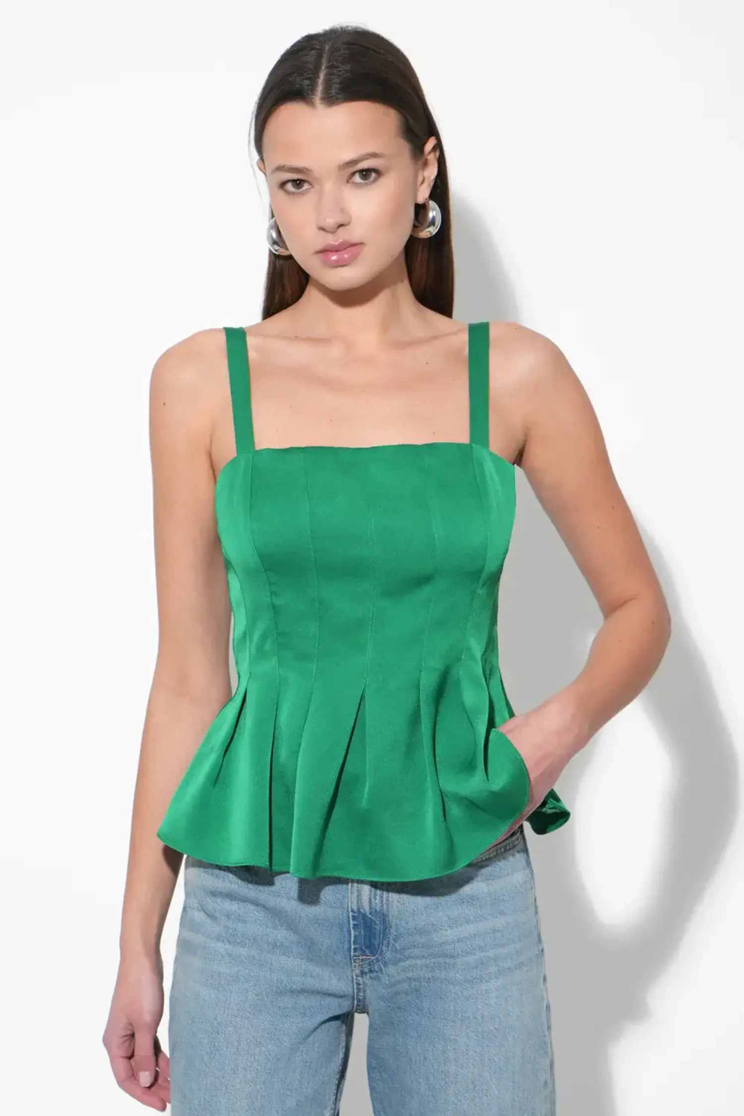 green peplum shirt