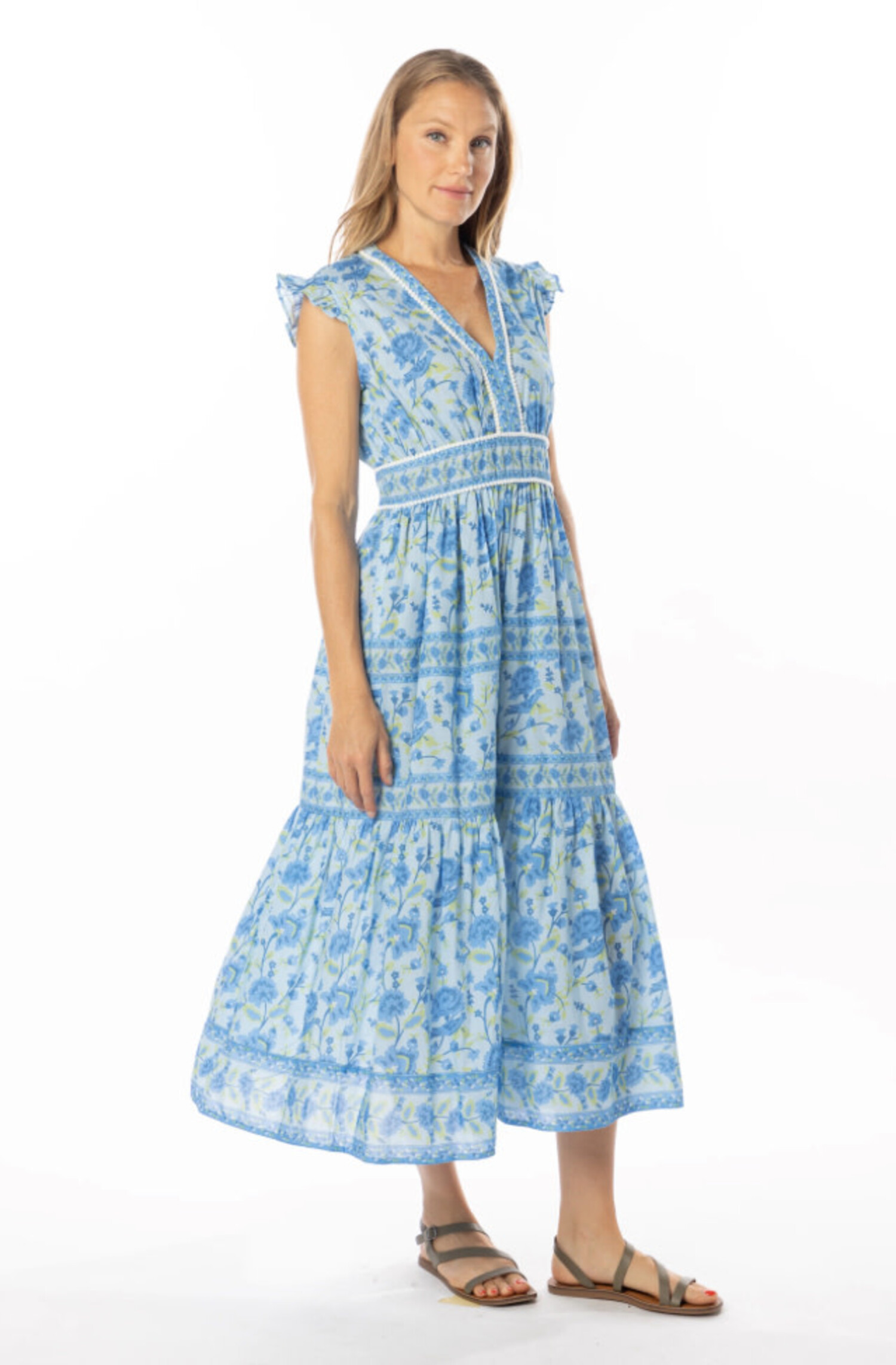 CELINE★WHITE RED AND BLUE VISCOSE BLEND DRESS Celine Dress - Tulips in Little Rock