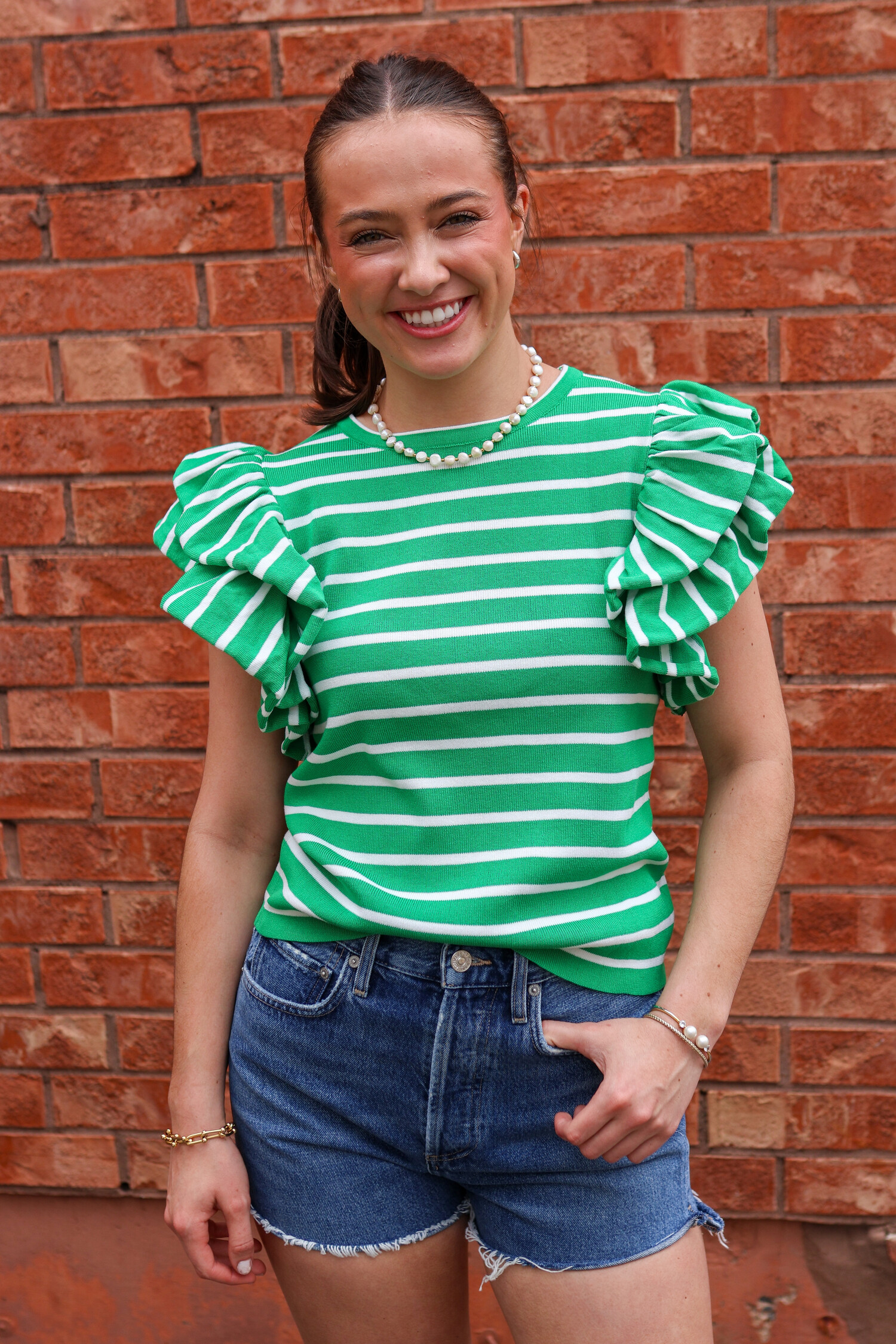 striped ruffle top