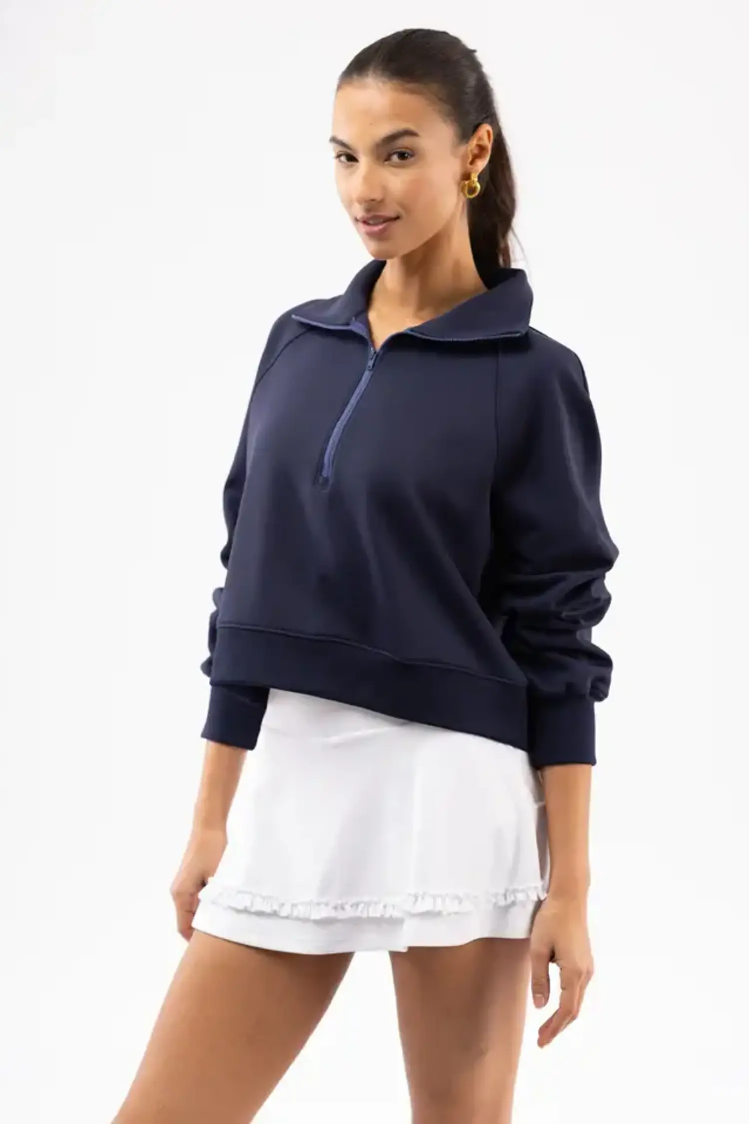 Freyフレイ　ALWAYS SWEAT/Navy frey ALWAYS SWEAT NAVY Half Zip Sweatshirt - Steel Marl