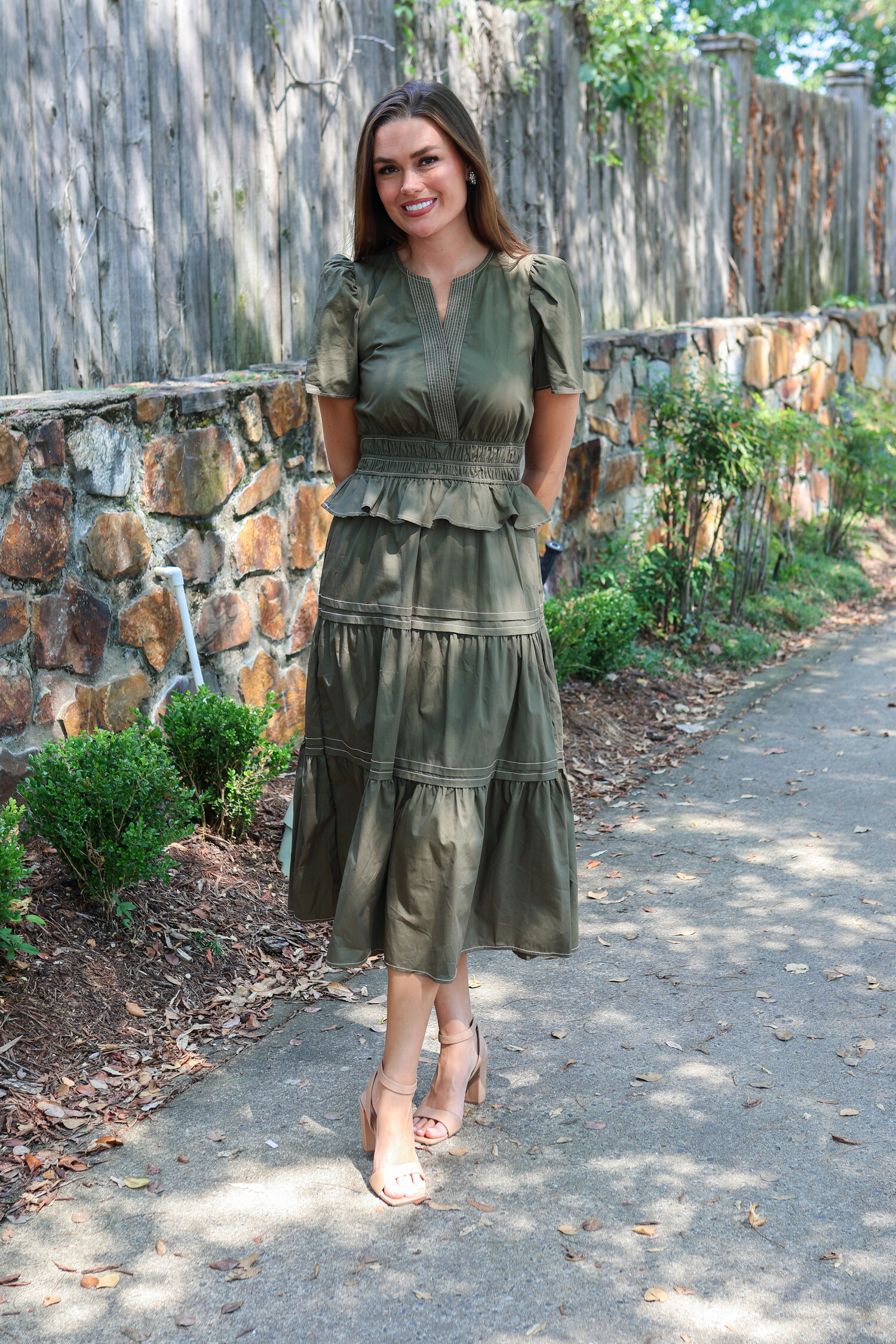 green emerald velvet dress Green Palm Leaf Maxi THML – Sweetgrass and Sand Dollars Boutique main image 1