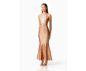 nude lucy brown maxi dress NUDE LUCY Harlow Cupro Slip Maxi Dress Terracotta main image 1