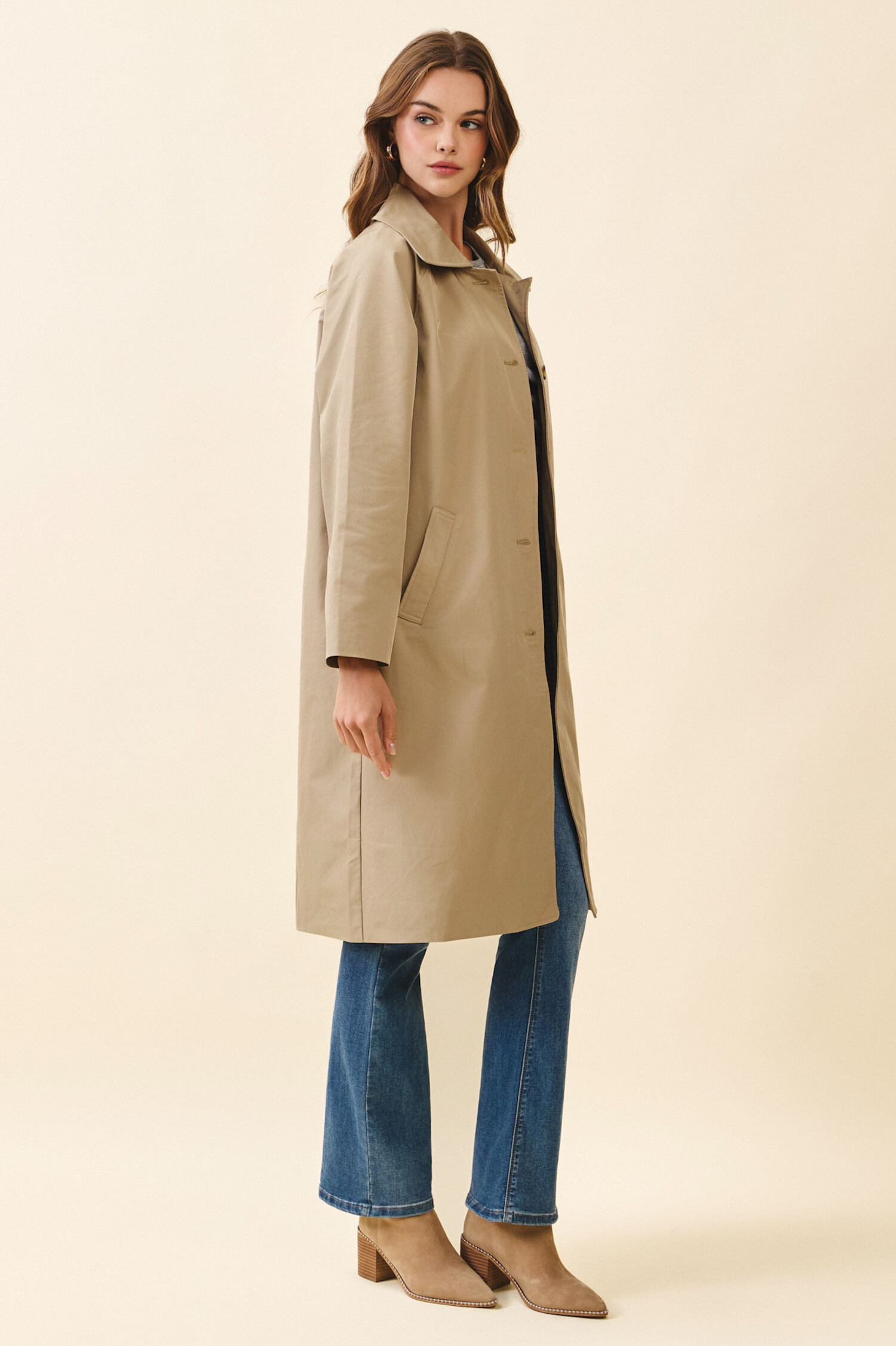 【muguet rose midi trench coat】DARK BEIGE muguet rose midi trench coat】DARK BEIGE