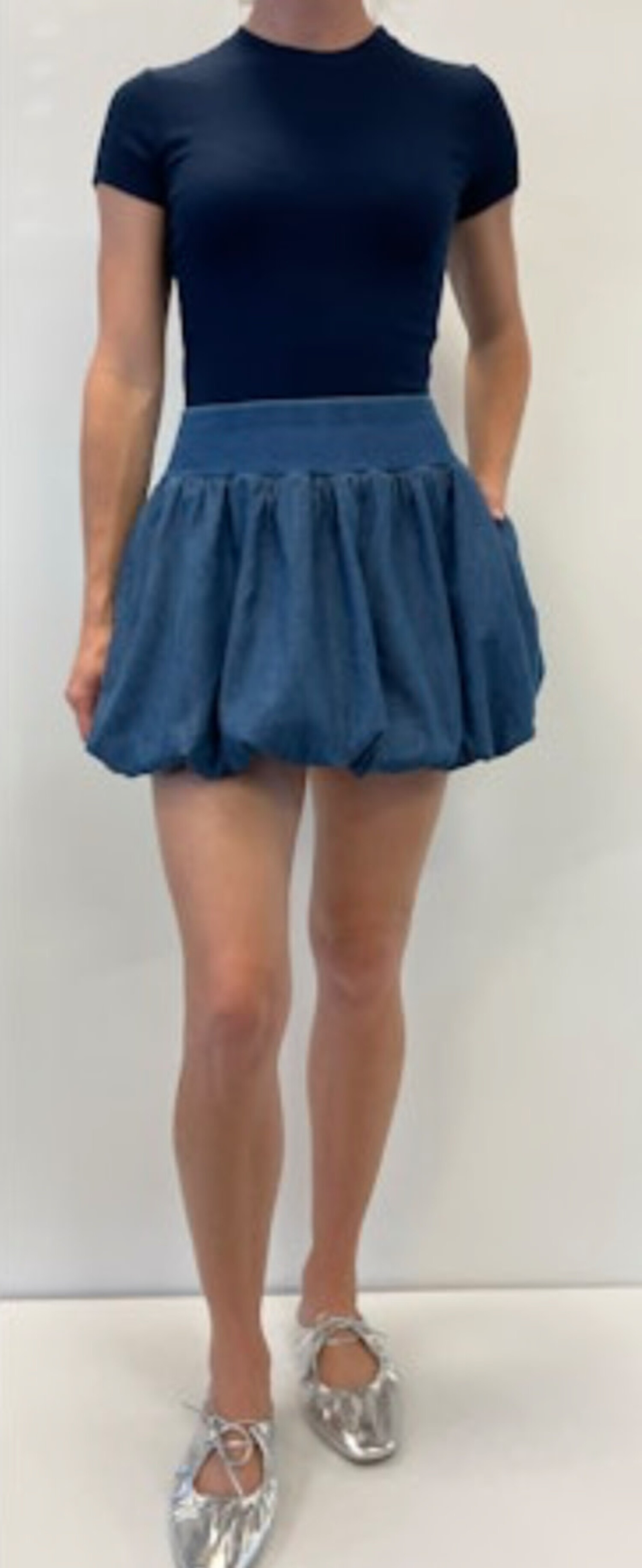stateside Chambray Bubble Skirt - Tulips in Little Rock
