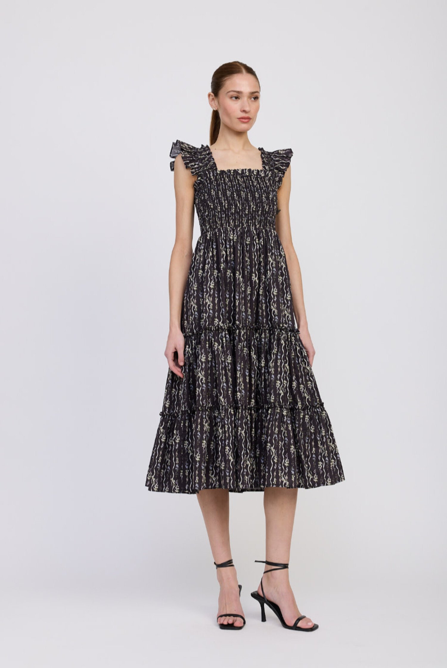grey formal midi dress Self-portrait Peplum Waist Dress