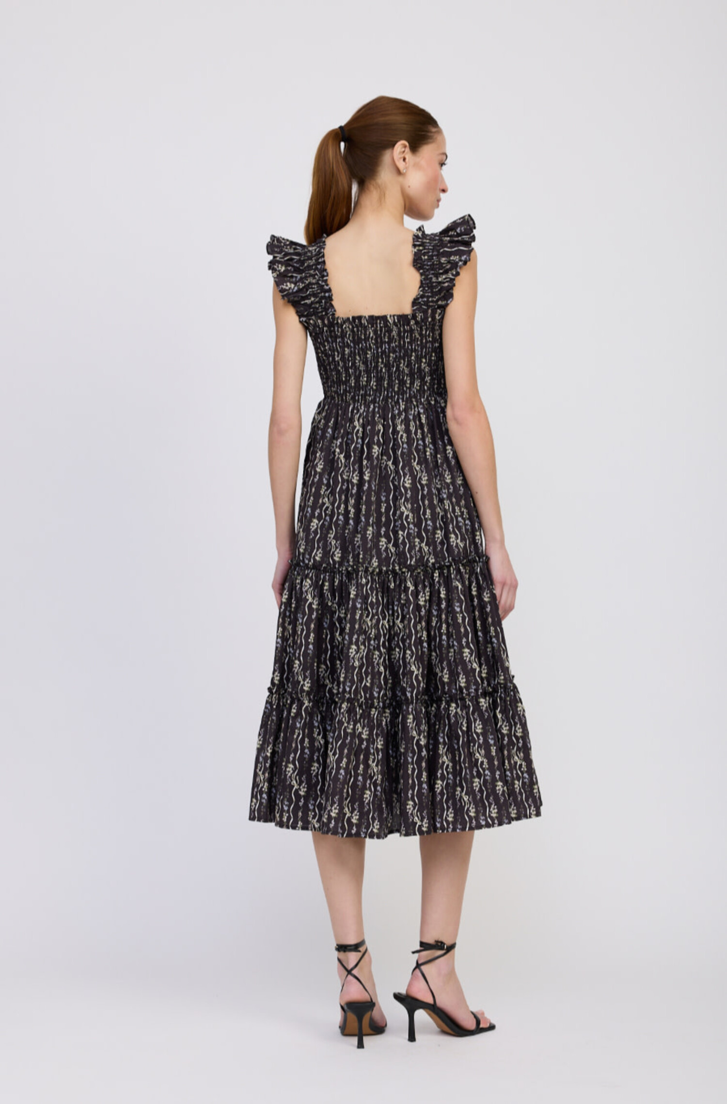 bridget midi dress lovers and friends NEW Lovers + Friends Bridget Midi ruffle dress Size XS Midnight Polka Dot