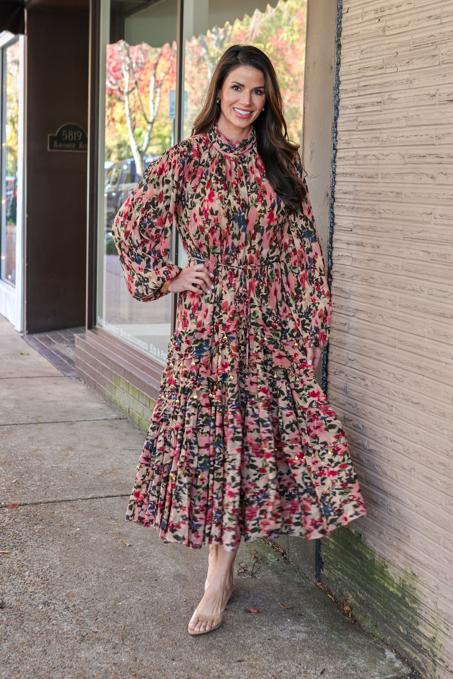 knee length dresses for ladies Baltic Born Womens Katherine Maxi Dress | Cream + Rust Floral