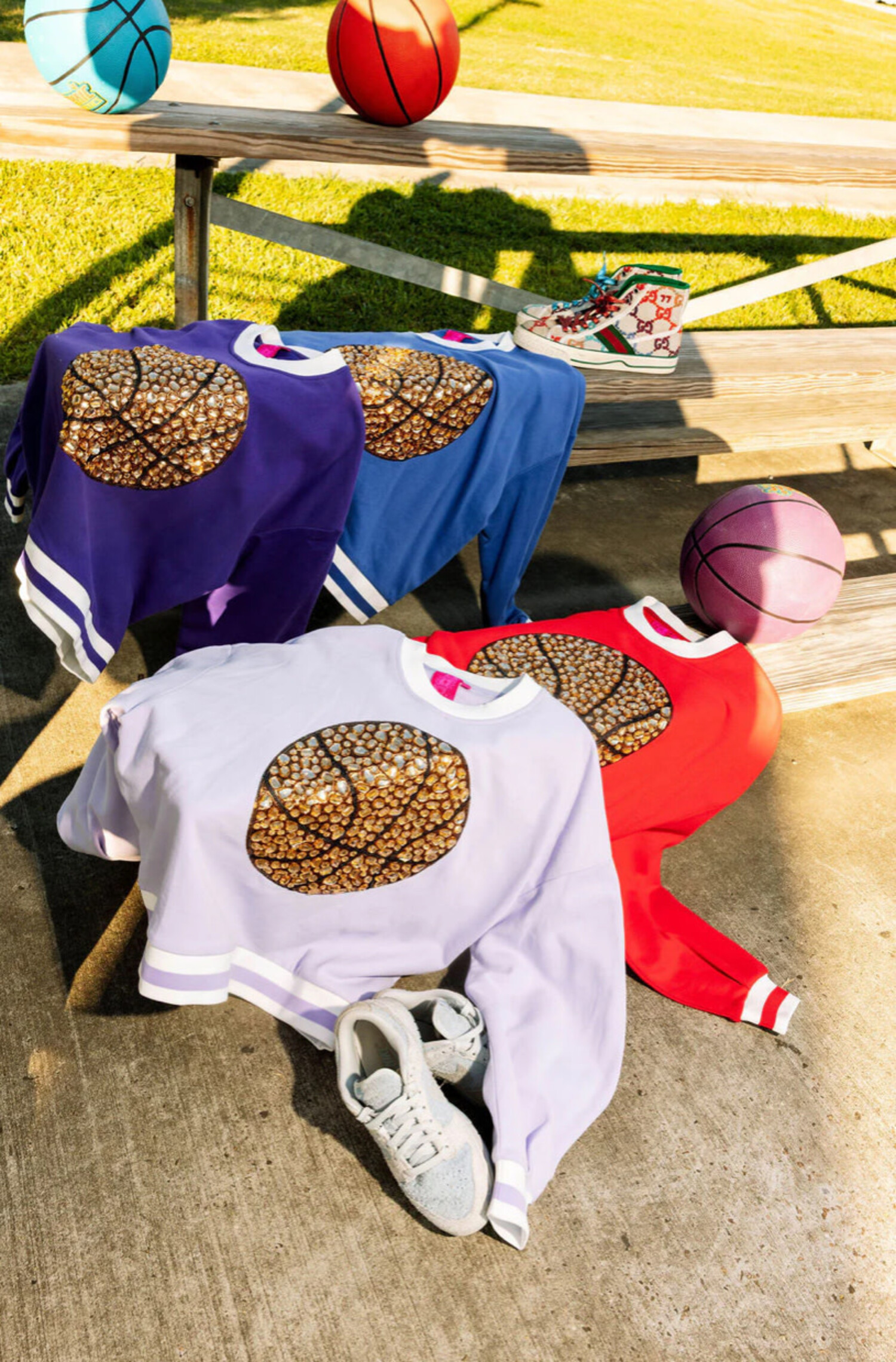 Jeweled Basketball Sweatshirt - Tulips in Little Rock