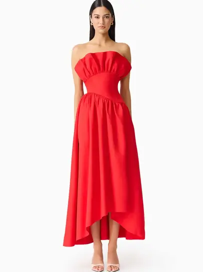 strapless open back dress Elliatt Trompe 3D Floral Mini Dress in Pink – Hills Shire Hire main image 1