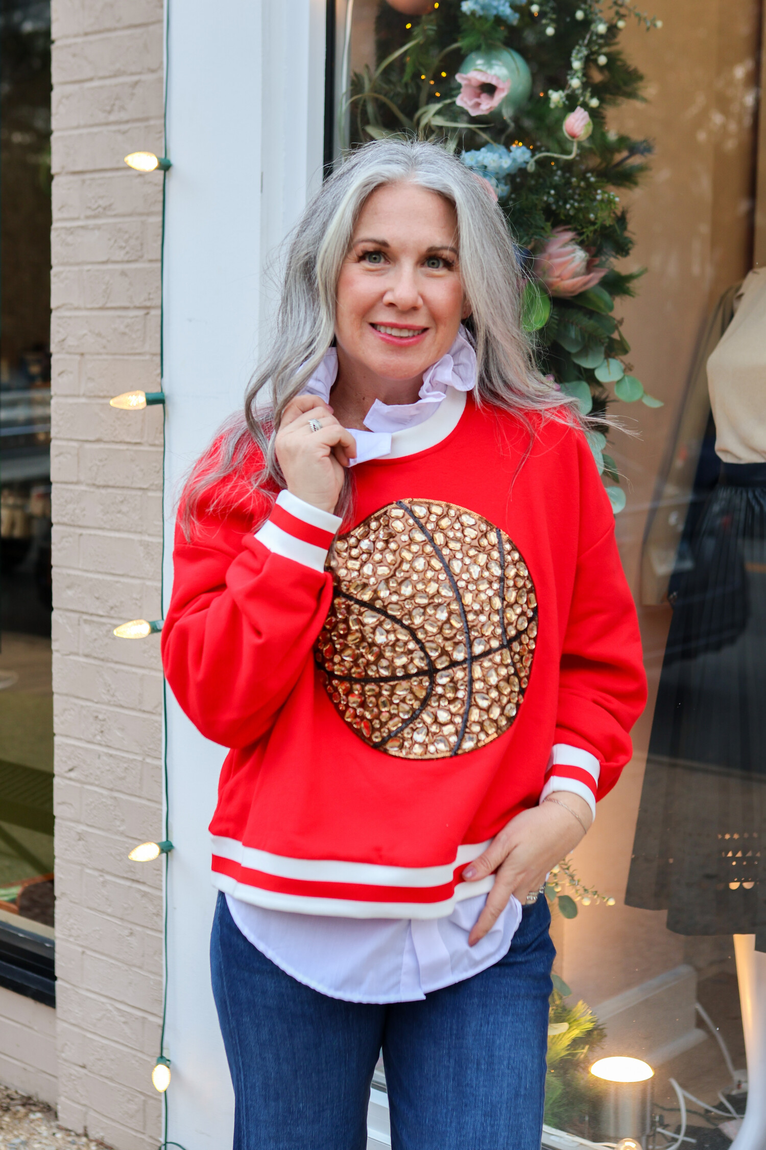 Jeweled Basketball Sweatshirt - Tulips in Little Rock
