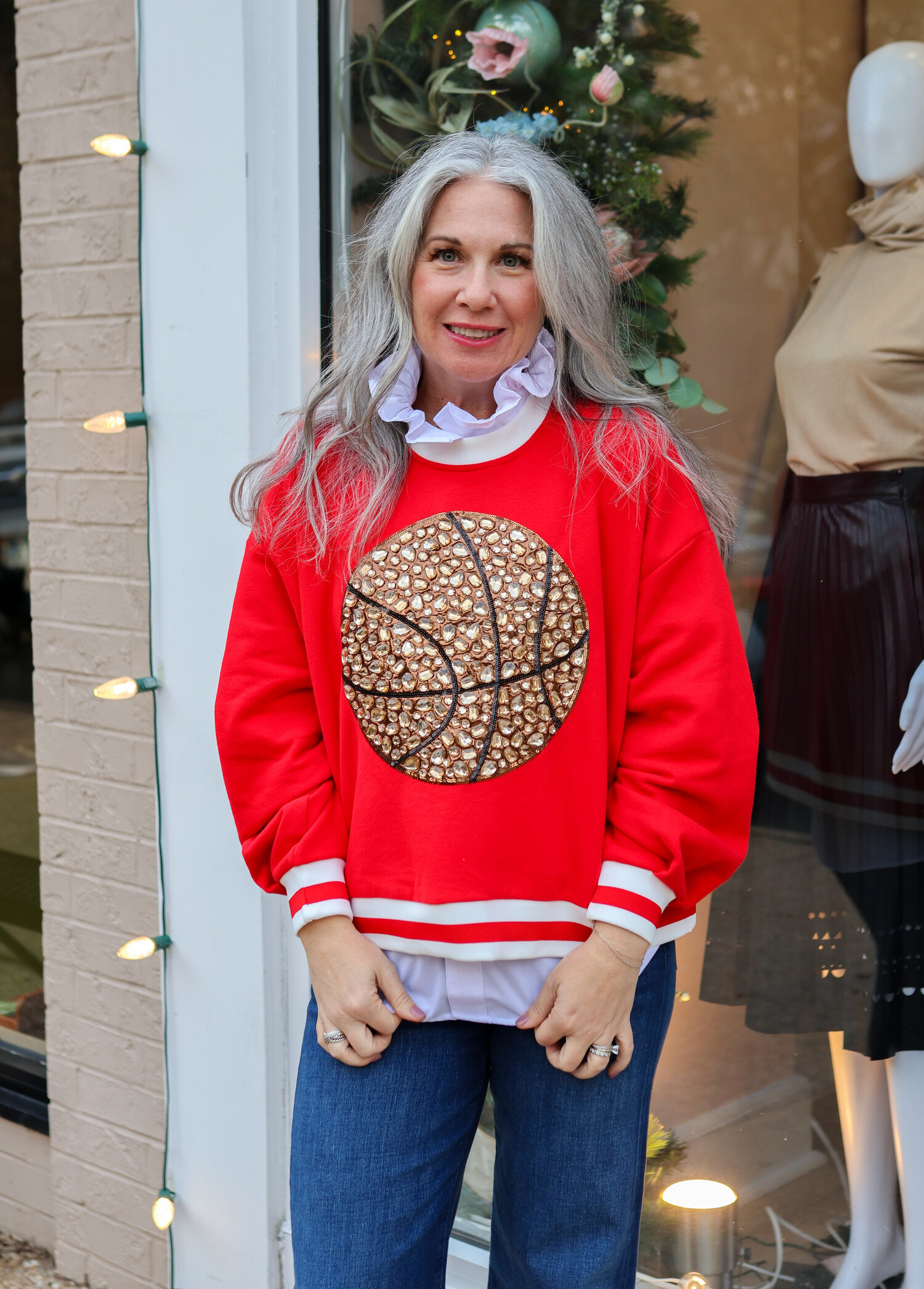 Jeweled Basketball Sweatshirt - Tulips in Little Rock