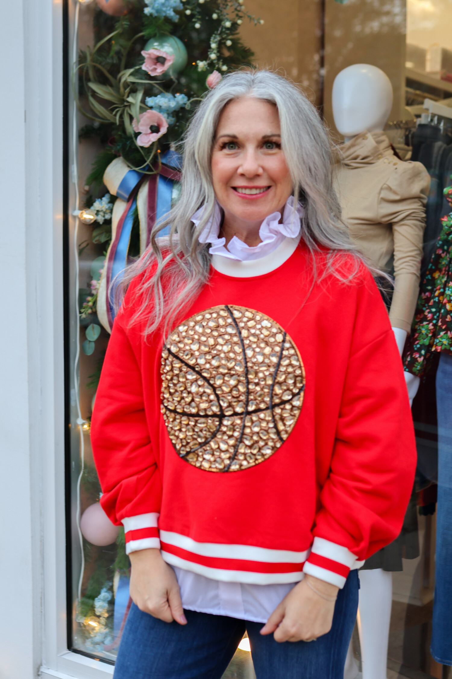 Jeweled Basketball Sweatshirt - Tulips in Little Rock