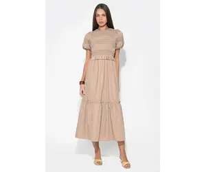 knee length dresses for ladies Erin Smocked Midi Dress – Poppy and Pink main image 1