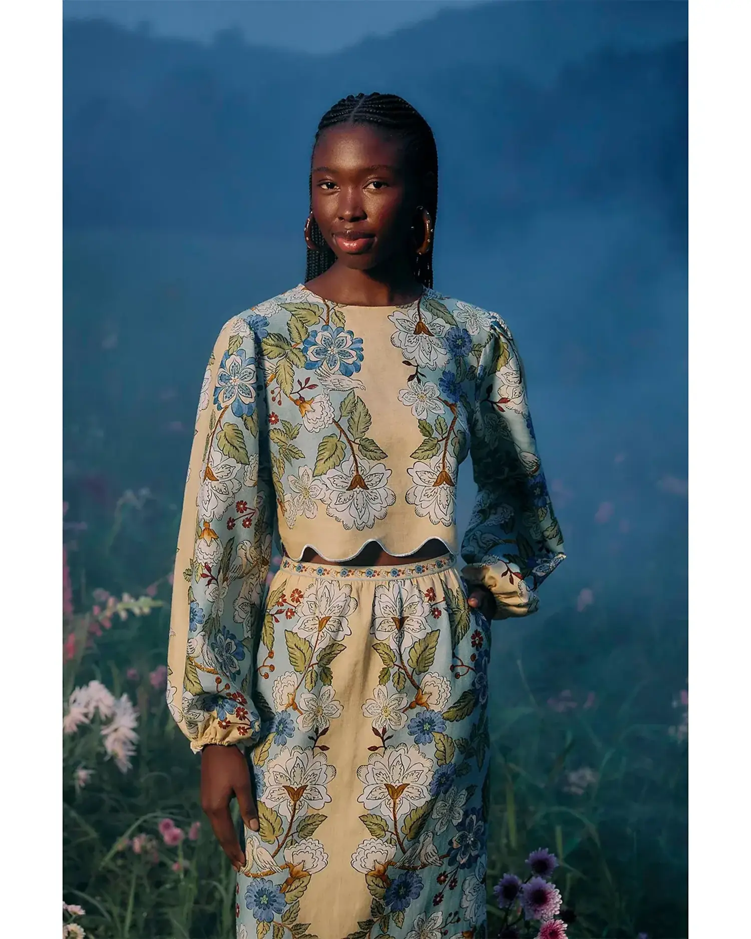 Farm Rio Garden Scarf Blouse - Tulips in Little Rock