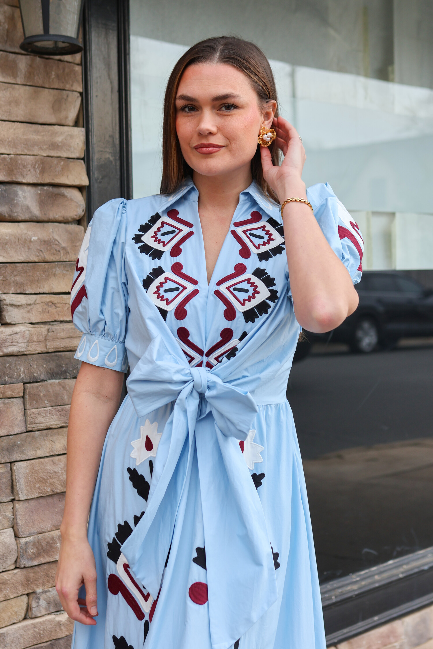 Artisanal Embroidered Lace Dress - Tulips in Little Rock
