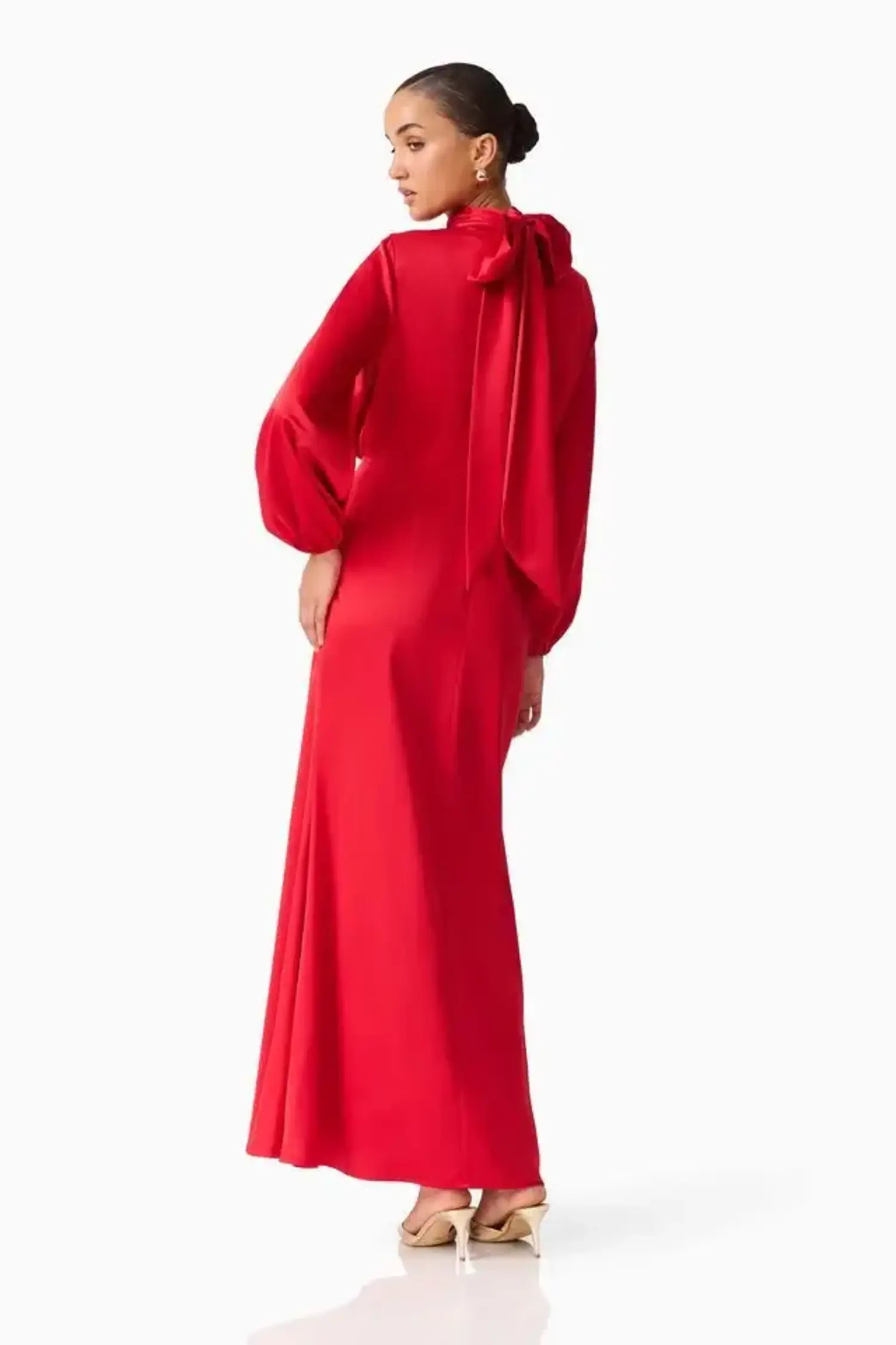 maxi dress black split Jaz | Black Velvet High-Neck Gathered Split Maxi Dress