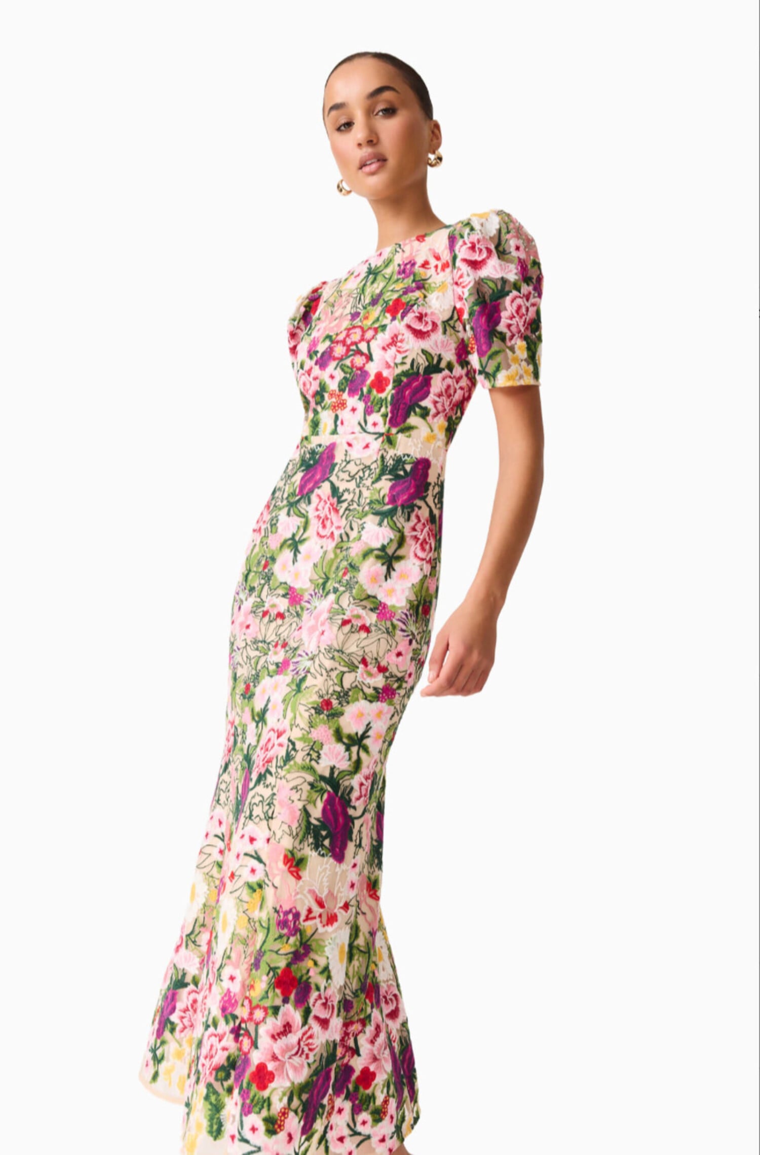 elliatt green floral dress Posey Jacquard Gown in Green Floral main image 0