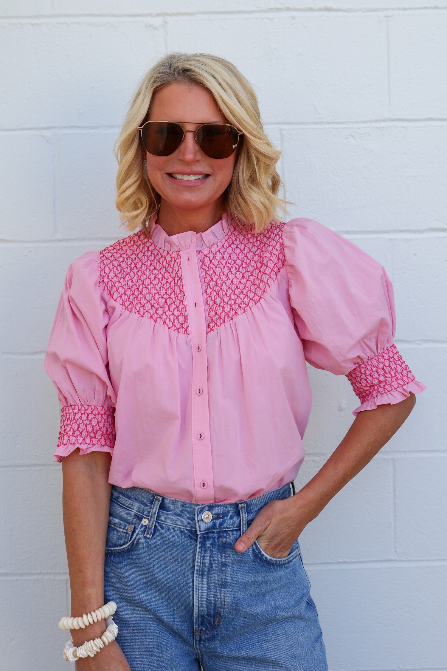 YILON BIJOU OFFSHOULDER BLOUSE ピンク YILON BIJOU OFFSHOULDER