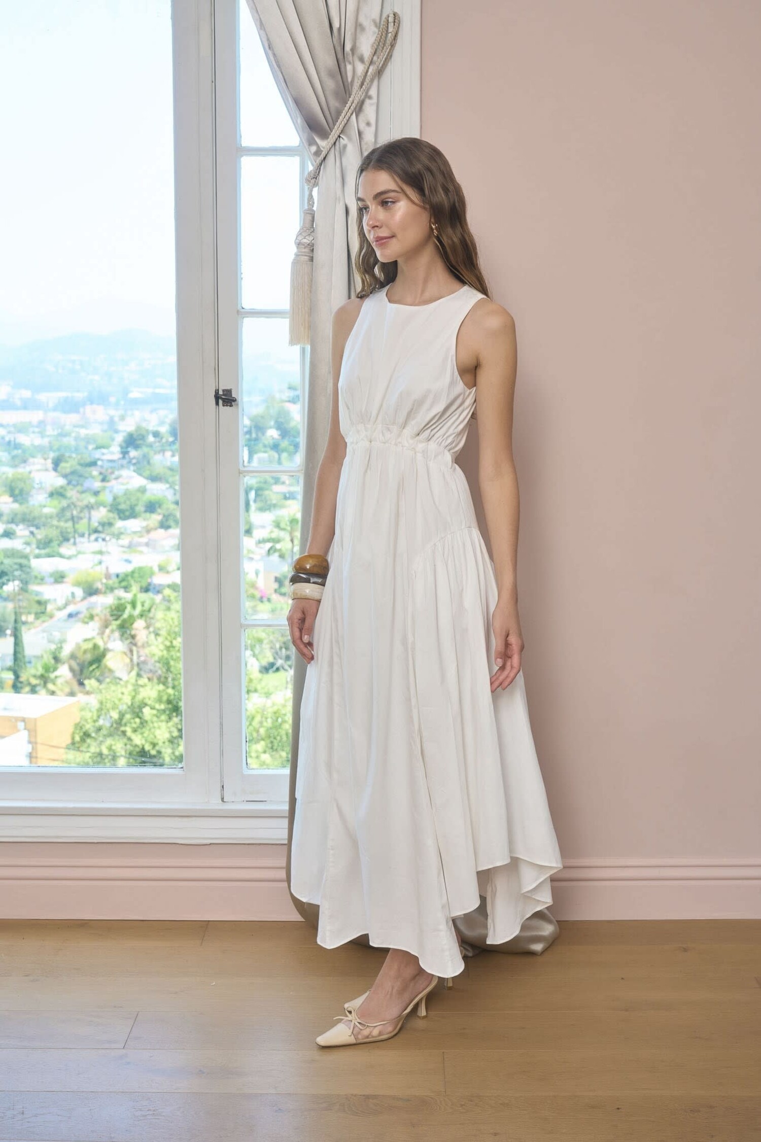 white christmas dresses Standards & Practices Plus Size Womens Floral Chiffon Cold Shoulder Ruffle Dress main image 1