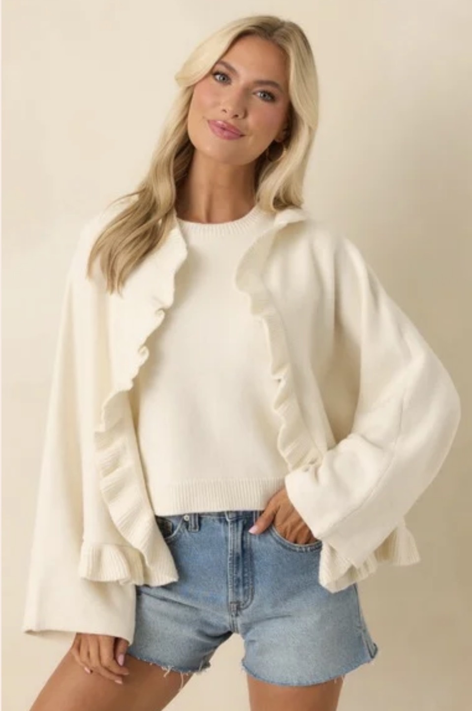 Sabrina Ruffle Cardigan - Tulips in Little Rock