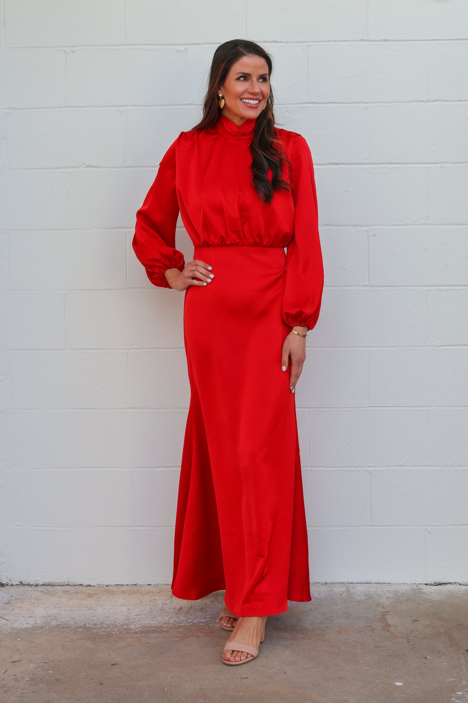 open lace back dress Benian Mini Dress in Satin Jacquard Red , Pleated , Crew Neck , Zip Up main image 1