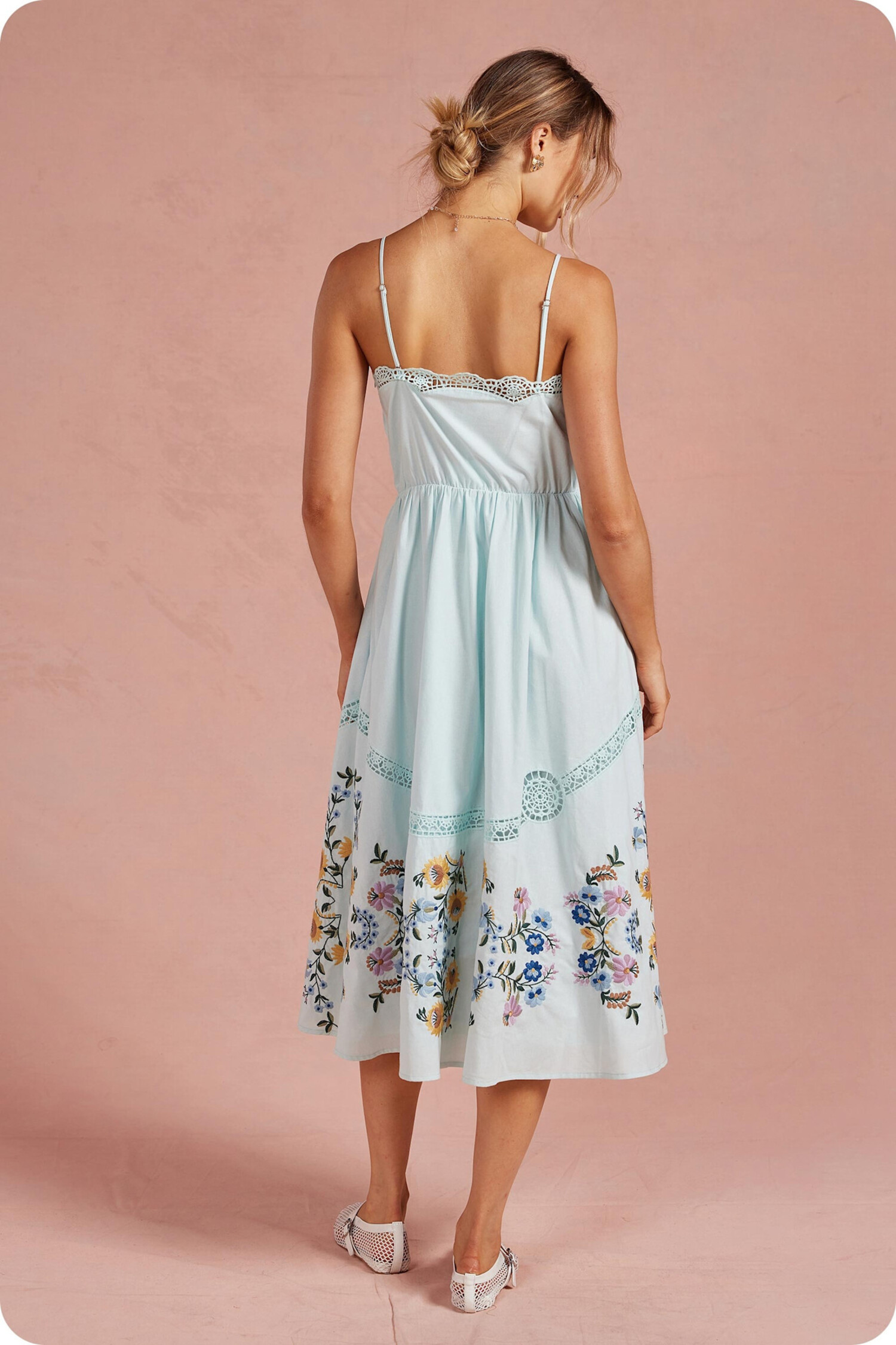 Aurora Embroidered Dress - Tulips in Little Rock
