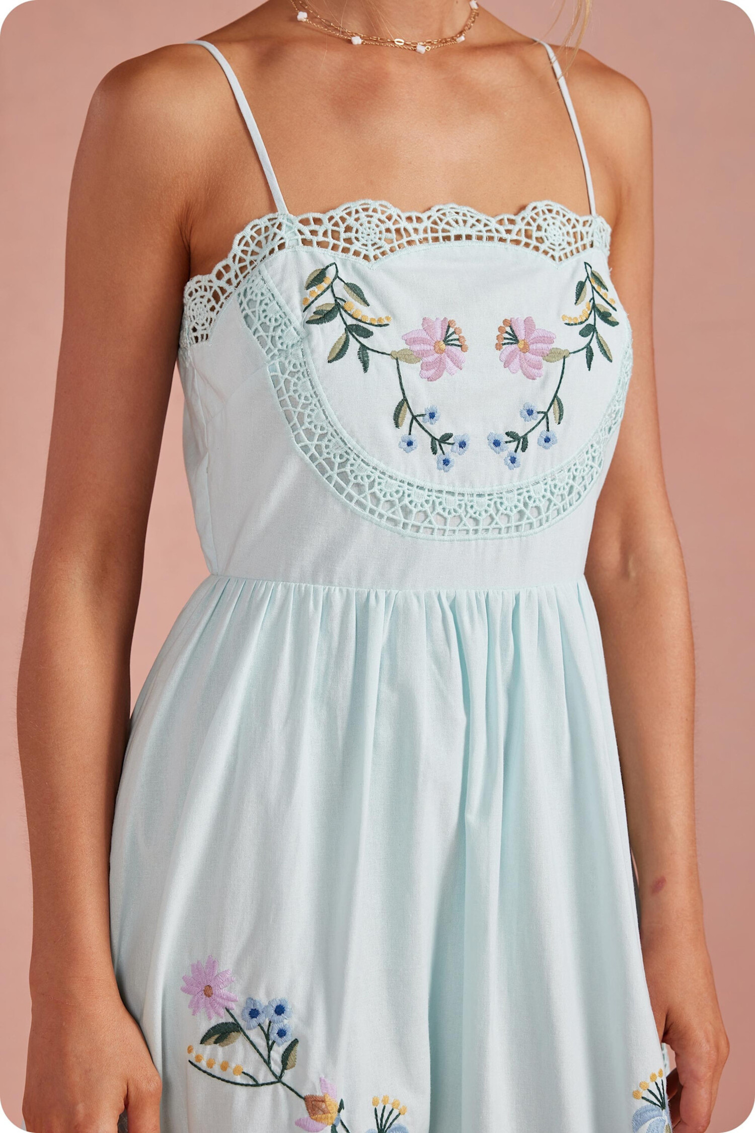 Aurora Embroidered Dress - Tulips in Little Rock