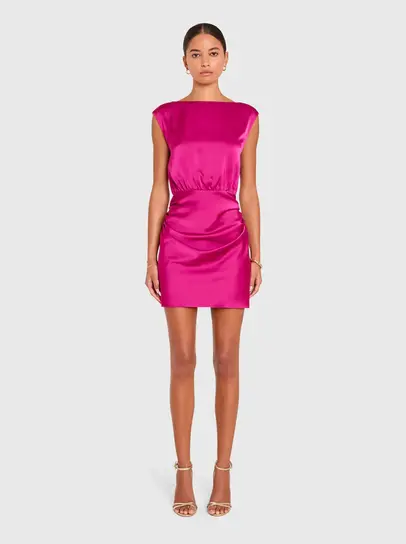 knee length dresses for ladies Ever-Pretty Satin Empire Waist Maxi Summer Formal Wedding Guest Dress with Pockets