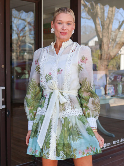 green emerald velvet dress Beulah Size One Size Green Cotton Blend Accordion Pleat One Arm Ruffles  Dress — Labels Resale Boutique main image 0