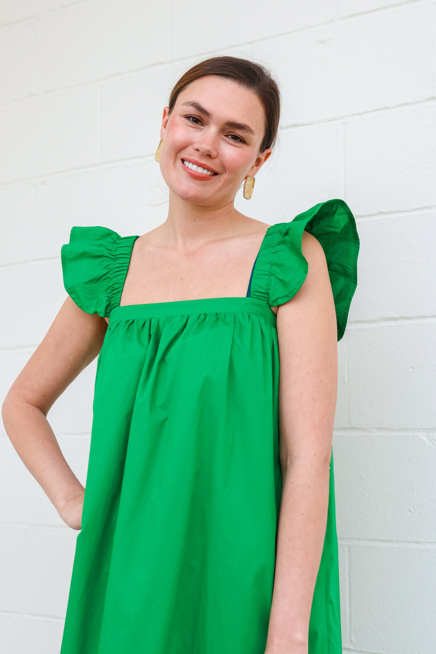 tcec green dress TCEC Striped V Neck Midi Dress Green/White / Large