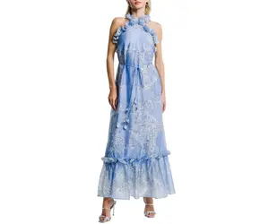 blue and white striped long dress BLUE & White CABANA STRIPED MIDI DRESS