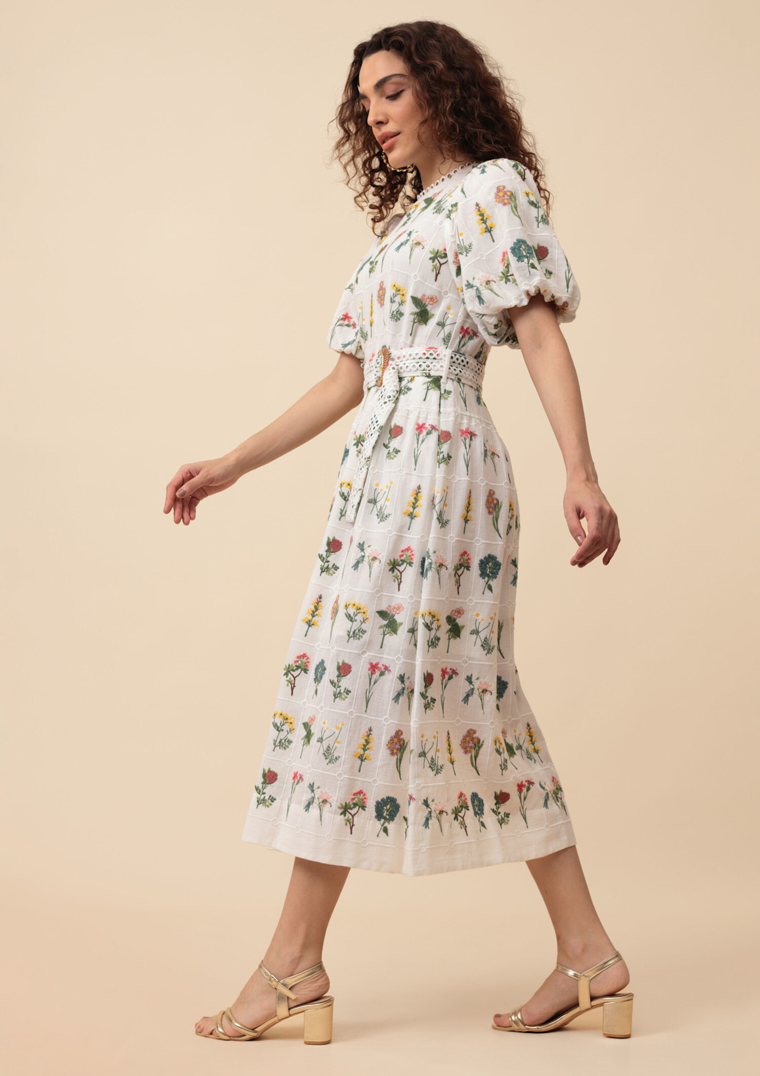 heather midi dress Green & Pink Floral Heather Midi Dress
