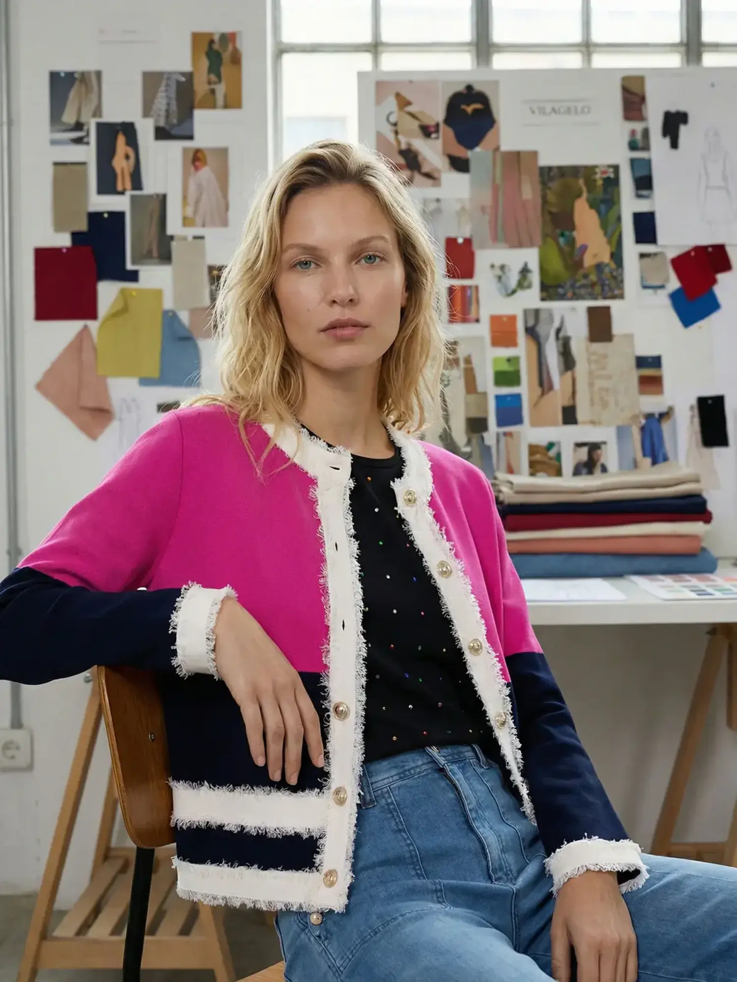 Fray Knit Jacket - Tulips in Little Rock