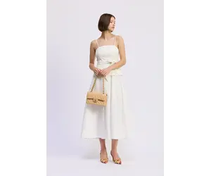 white midi tight dress Solid White Midi Bandage Bodycon Dress