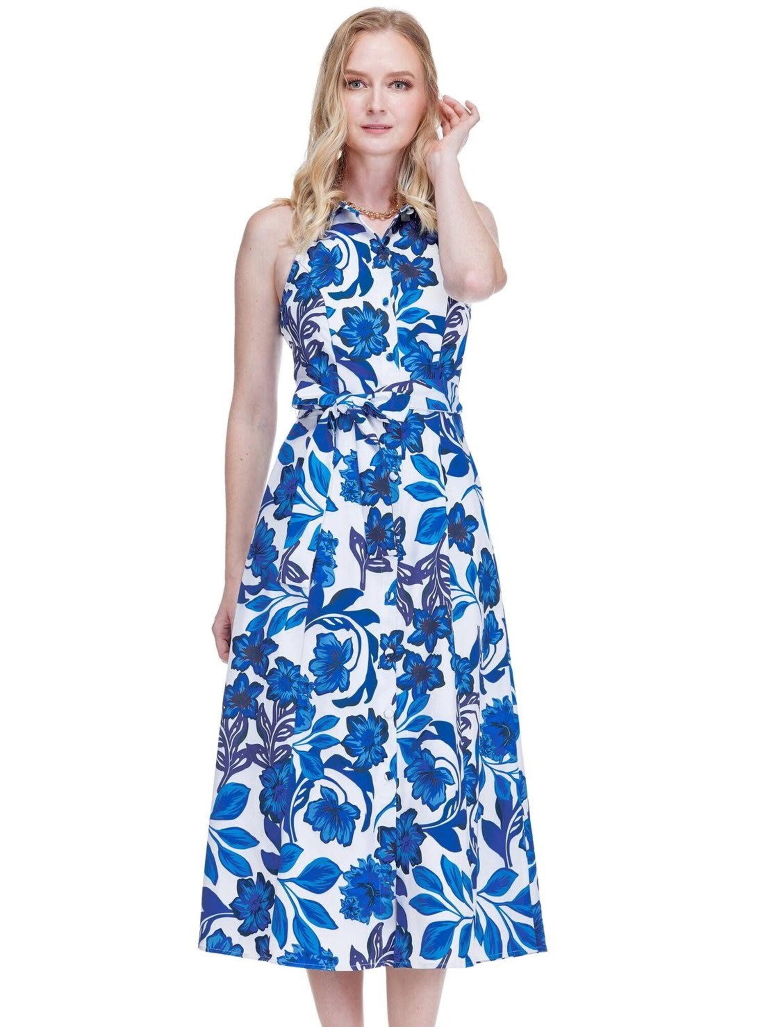 maxi blue dress for wedding V Neckline Blue Satin Slip Dress main image 1