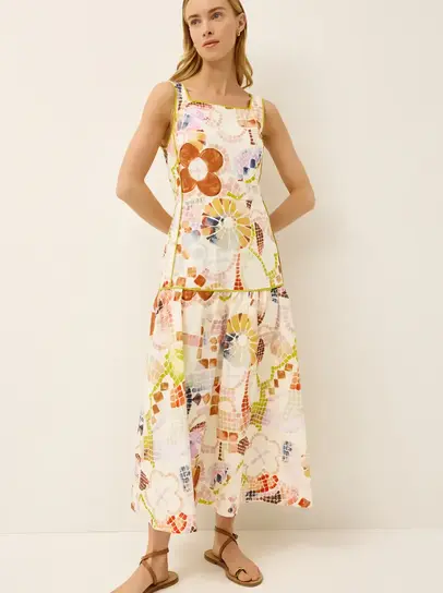 strapless open back dress Cream Printed One Shoulder Pleated Midi Dress – AX Paris main image 1