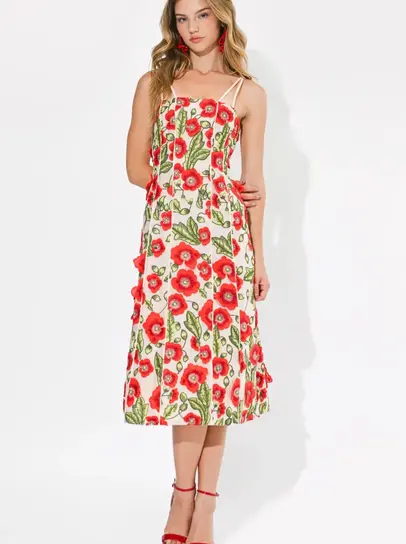 sachin and babi light blue dress Natori - Cotton Chino Fit & Flare Embroidered Dress - Black