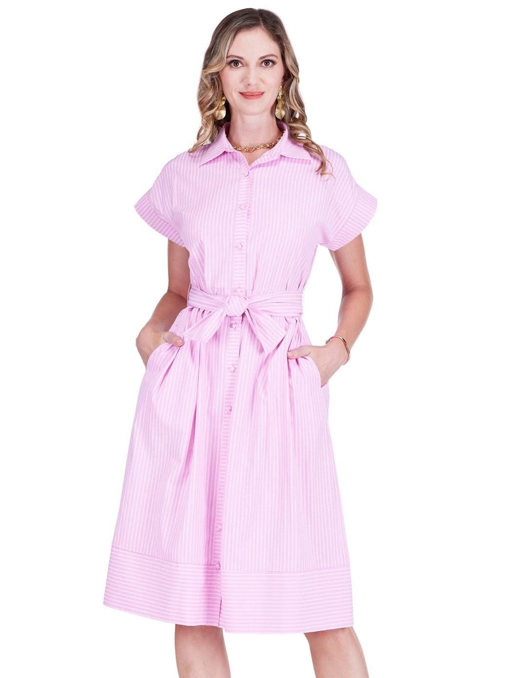open lace back dress Sonny Pink Striped Tunic Dress